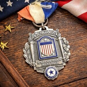 1950 Sterling Silver American Legion Auxiliary Americanism Award Medal Engraved